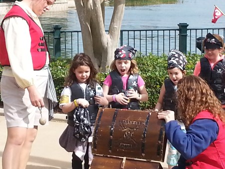 Discovering treasure at the end of a two-hour, kid-only pirate cruise at the Grand Floridian. 
